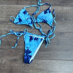 Blue tie dye bikinis